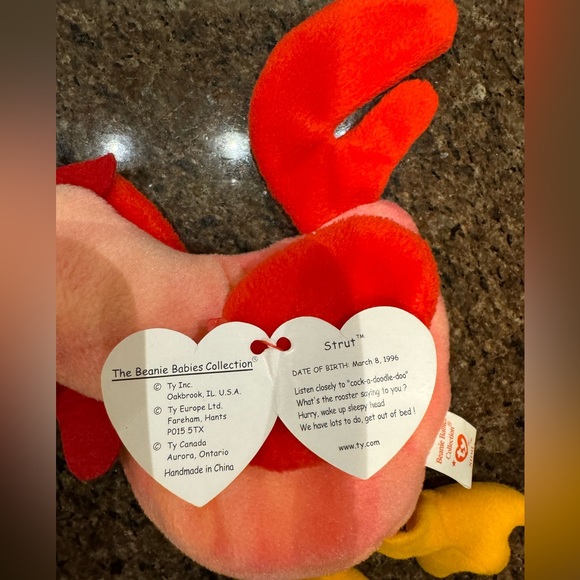 Ty Beanie Baby Strut The Rooster DOB March 8, 1996 - Picture 5 of 5